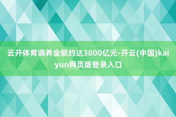 云开体育调养金额约达3800亿元-开云(中国)kaiyun网页版登录入口